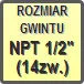 Piktogram - Rozmiar gwintu: NPT 1/2" (14zw.)